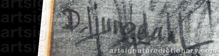 Authentic signature by David LJUNGDAHL on artwork