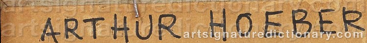Authentic signature by Arthur HOEBER on  artwork