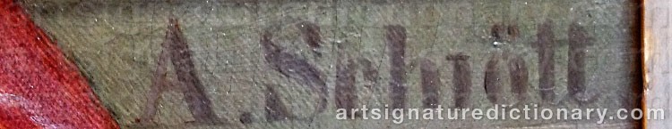 Authentic signature by August Heinrich SCHIØTT on  artwork