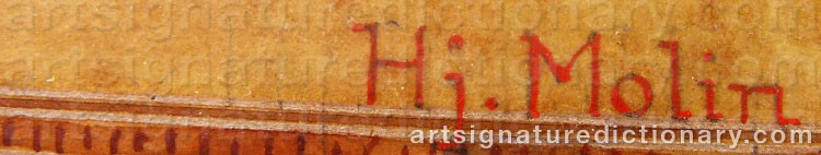 Authentic signature by Hjalmar MOLIN on  artwork