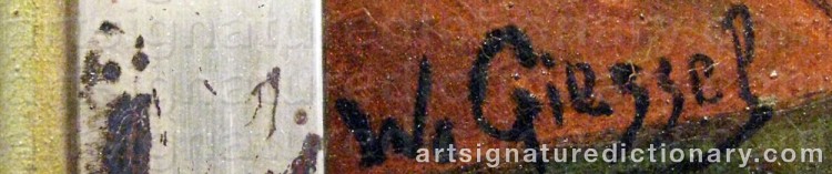 Authentic signature by F. Wilhelm GIESSEL on artwork