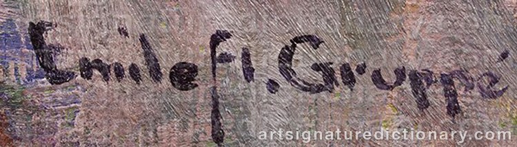 Authentic signature by Emile Albert GRUPPE on Painting/Watercolour artwork