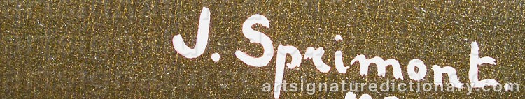 Authentic signature by J SPRIMONT on  artwork