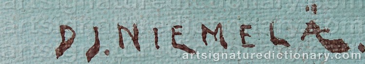 Authentic signature by David Johannes NIEMELÄ on  artwork