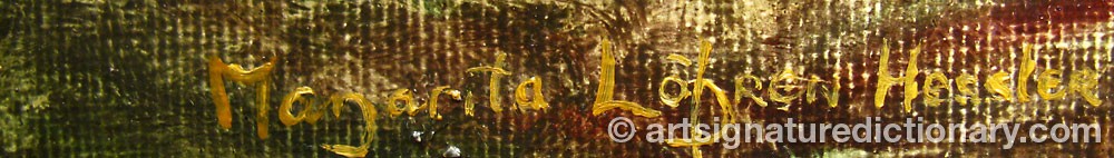 Authentic signature by Margarita HESSLER-LÖFGREN on artwork