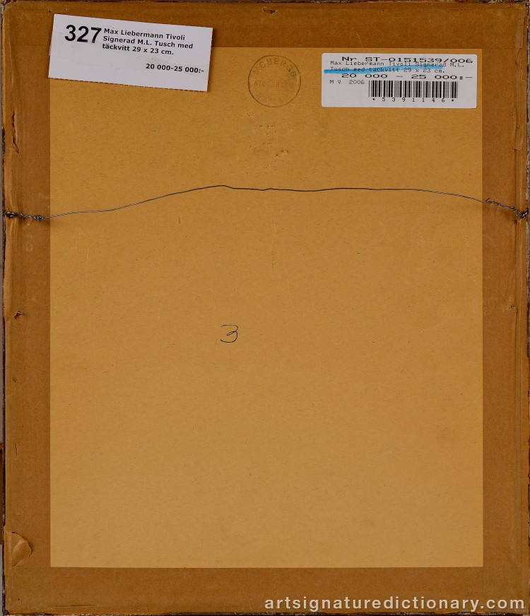 Close-up details showing Max LIEBERMANN signature forgery characteristics