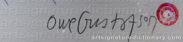 Authentic signature by Owe GUSTAFSON on  artwork
