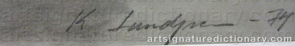 Authentic signature by Kjell LUNDGREN on  artwork