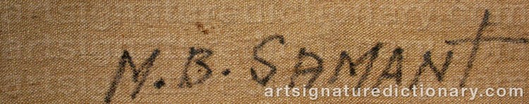 Authentic signature by Mohan SAMANT on  artwork
