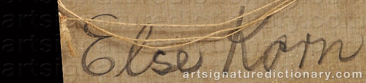Authentic signature by Else KORN on  artwork