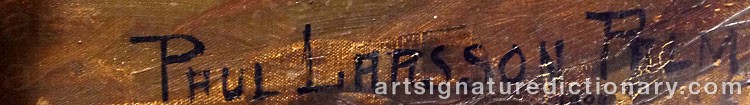 Authentic signature by Paul PALM LARSSON on  artwork