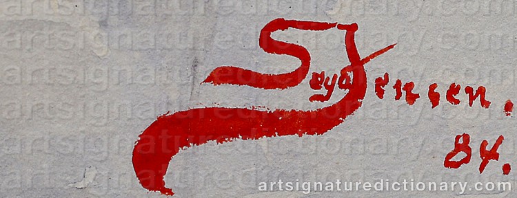 Authentic signature by Carl Martin SOYA-JENSEN on  artwork