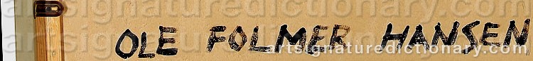 Authentic signature by Ole Folmer HANSEN on  artwork