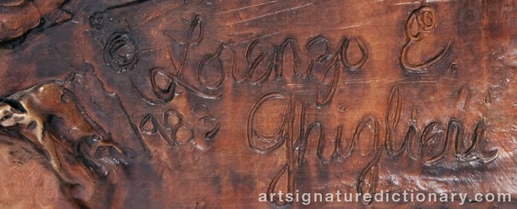 Authentic signature by Lorenzo E. GHIGLIERI on Sculpture artwork