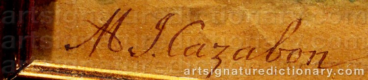 Authentic signature by Michel Jean CAZABON on  artwork