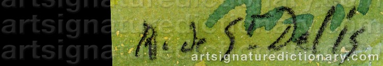 Authentic signature by René Liénard De SAINT-DELIS on  artwork