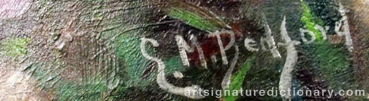 Authentic signature by Ella M. BEDFORD on  artwork