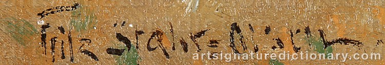 Authentic signature by Fritz STAEHR-OLSEN on  artwork