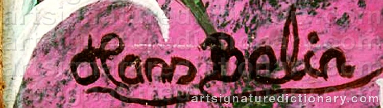 Authentic signature by Hans BELIN on  artwork