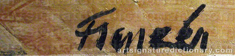 Authentic signature by Helge FRANZÉN on artwork