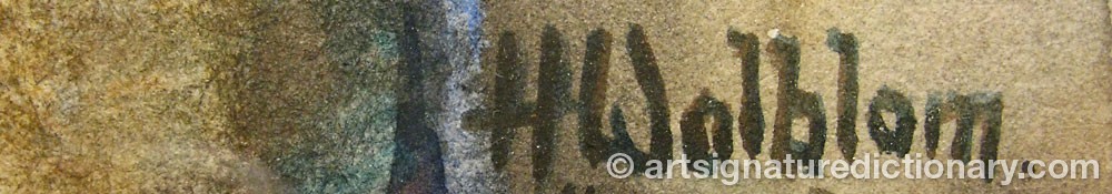 Authentic signature by Helge WAHLBLOM on  artwork