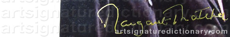 Authentic signature by Margreth THATCHER on  artwork
