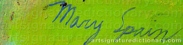 Authentic signature by Mary SPAIN on  artwork