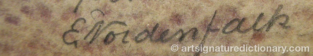 Authentic signature by Erland NORDENFALK on  artwork