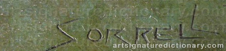 Authentic signature by Adrian SORRELL on  artwork