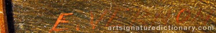 Authentic signature by E. VERNON on  artwork