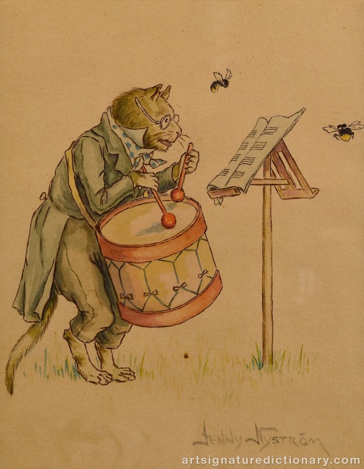 Close-up details showing Jenny NYSTRÖM signature forgery characteristics