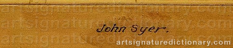 Authentic signature by John The Elder SYER on  artwork