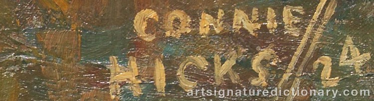 Authentic signature by Connie Cornelius Grover HICKS on  artwork