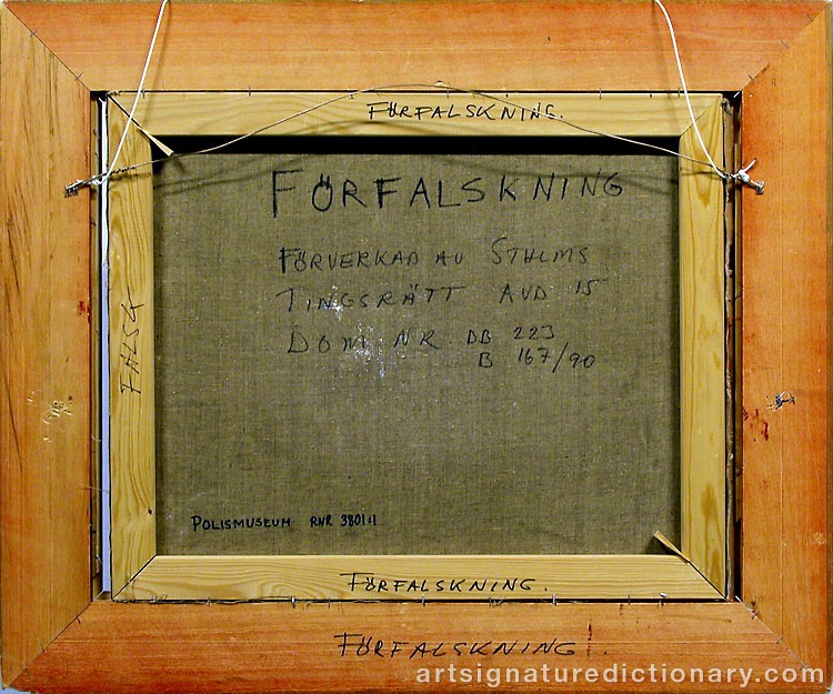 Close-up details showing Bruno LILJEFORS signature forgery characteristics