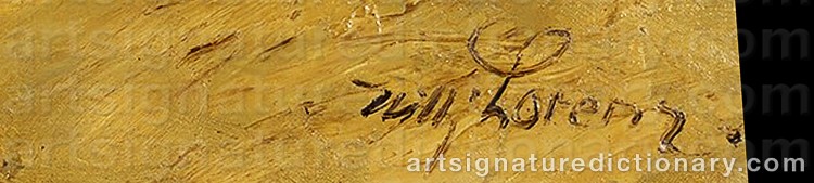 Authentic signature by Wilhelm (Willi) LORENZ on  artwork