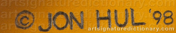 Authentic signature by Jon HUL on Painting/Watercolour artwork