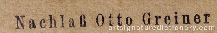 Authentic signature by Otto GREINER on  artwork