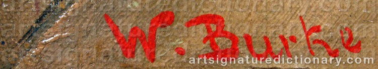 Authentic signature by W. BURKE on  artwork