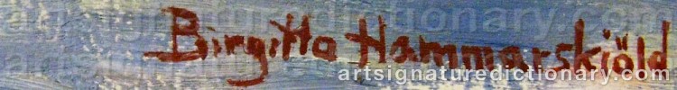 Authentic signature by Birgitta HAMMARSKIÖLD on  artwork