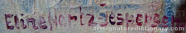Authentic signature by Eline HERTZ JESPERSEN on  artwork
