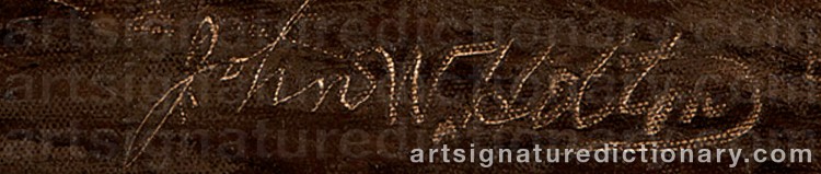 Authentic signature by John William HILTON on Painting/Watercolour artwork