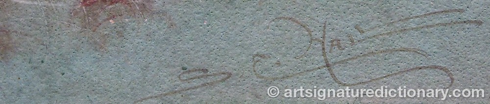 Authentic signature by S.e. HALL on  artwork