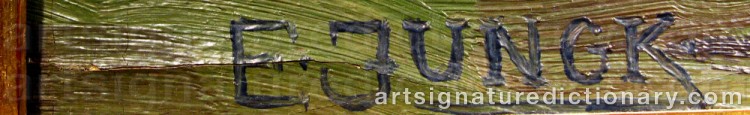 Authentic signature by Elfriede JUNGK on  artwork