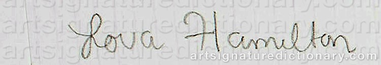 Authentic signature by Lova HAMILTON on  artwork