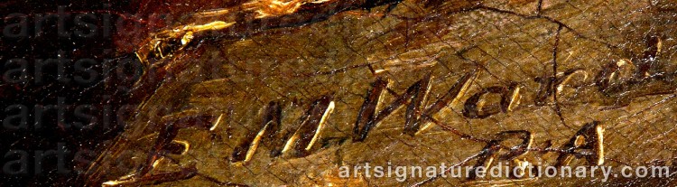 Authentic signature by Edward Matthew WARD on Painting/Watercolour artwork
