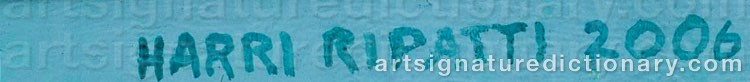 Authentic signature by Harri RIPATTI on artwork