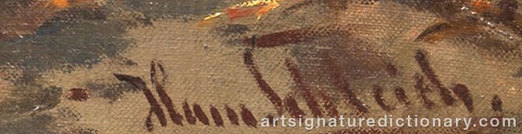 Authentic signature by Hans SCHLEICH on  artwork