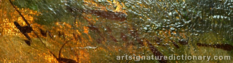 Authentic signature by Hugo Anton FISHER on  artwork