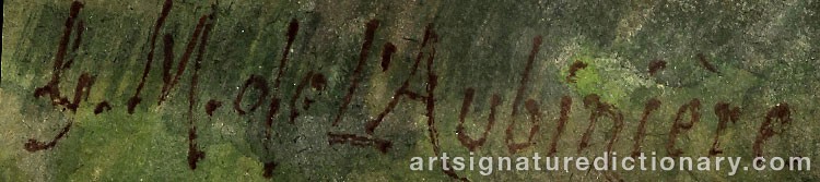 Authentic signature by Georgina Martha Steeple DE L'AUBINIERE on  artwork