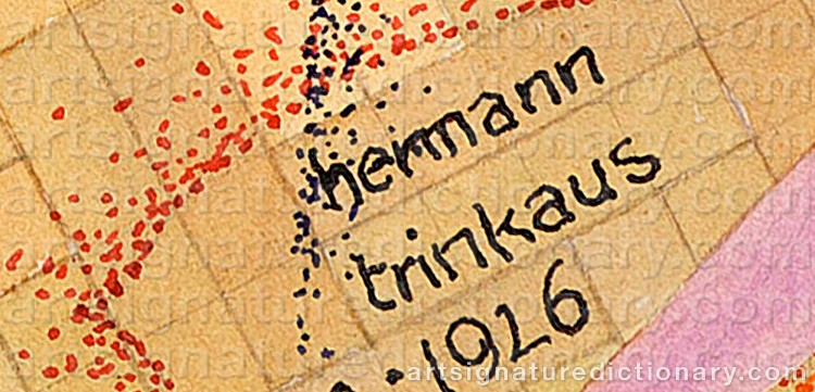 Authentic signature by Karl Hermann TRINKAUS on artwork